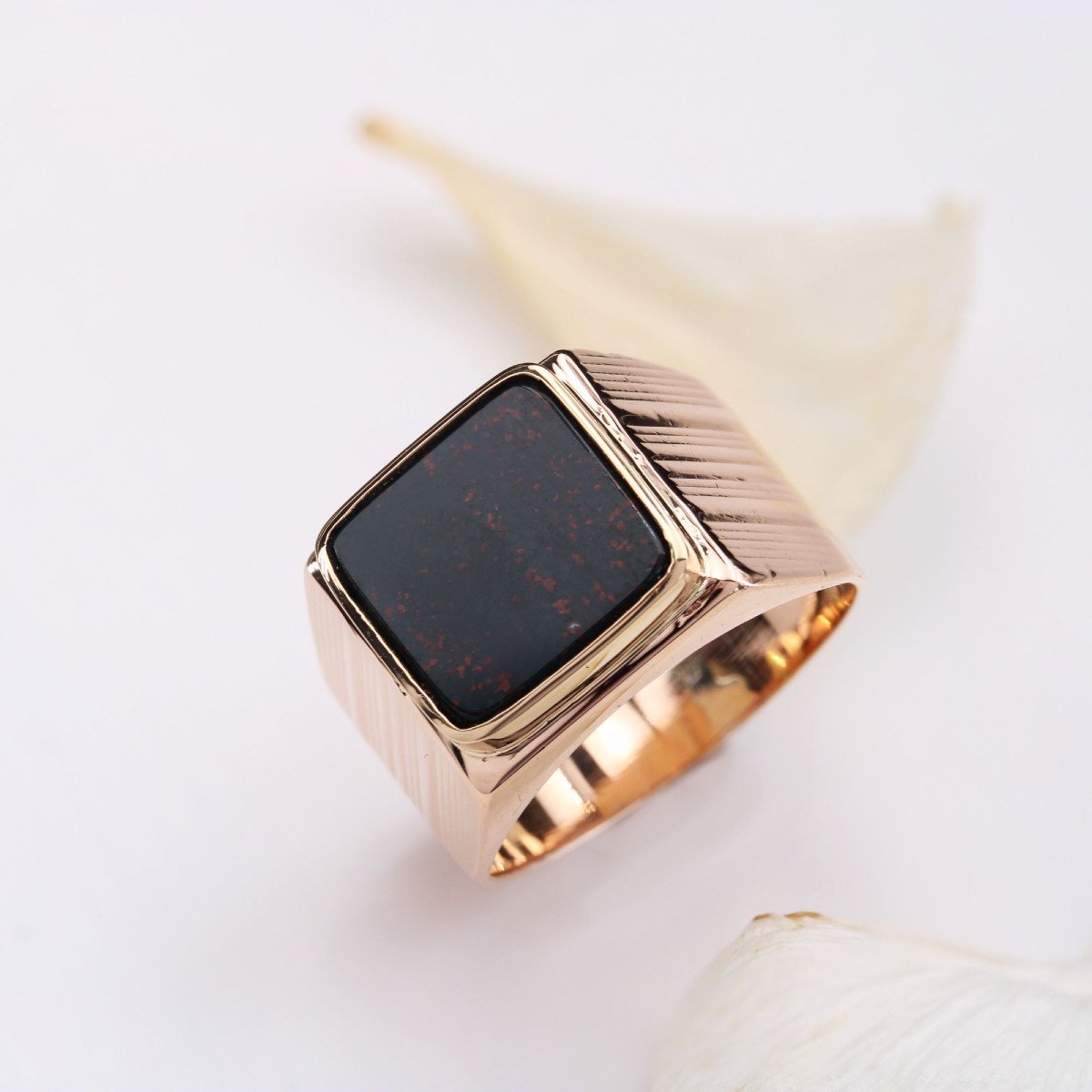 Old Gold And Sanguine Jasper Signet Ring-photo-5