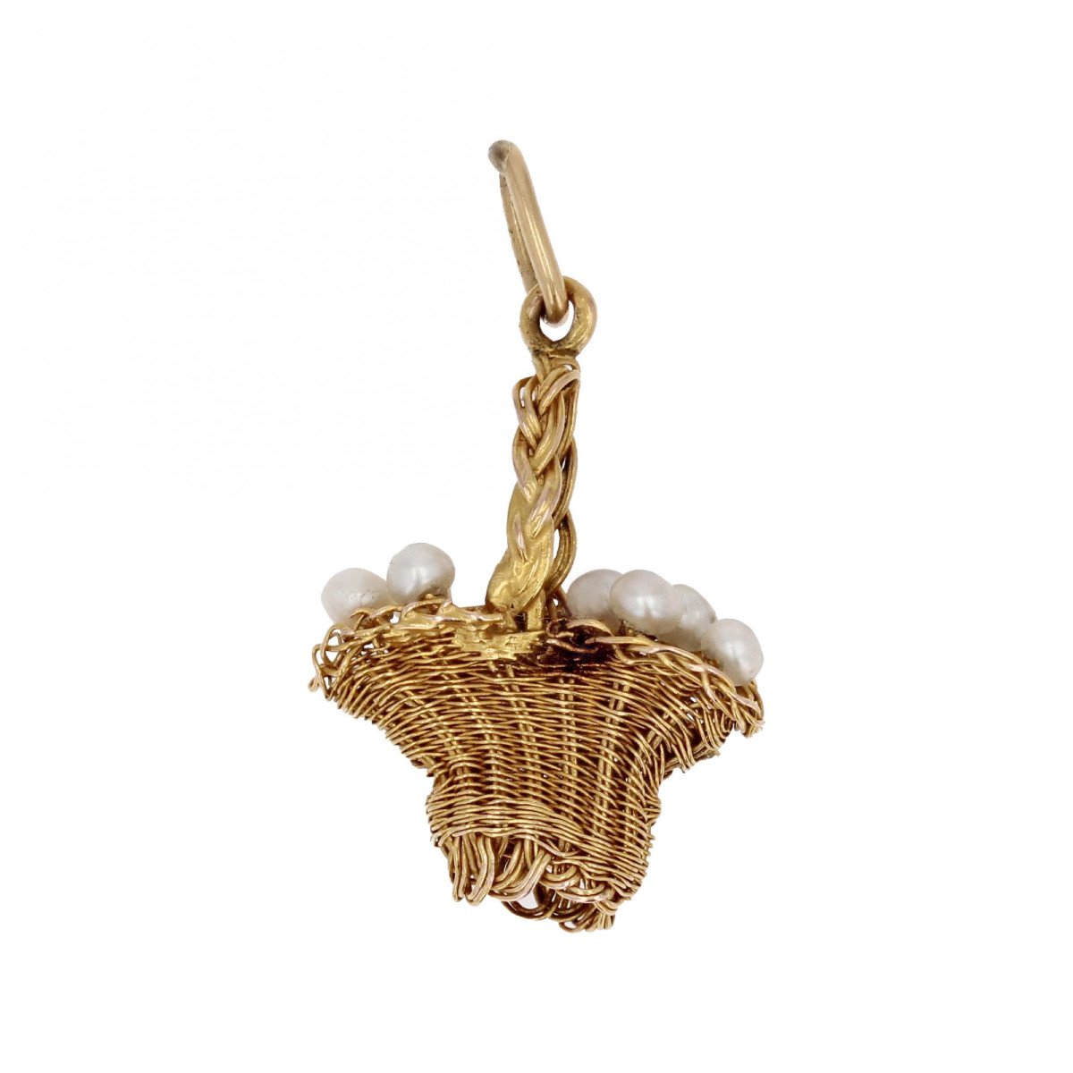 Old Basket Pendant In Gold And Pearls