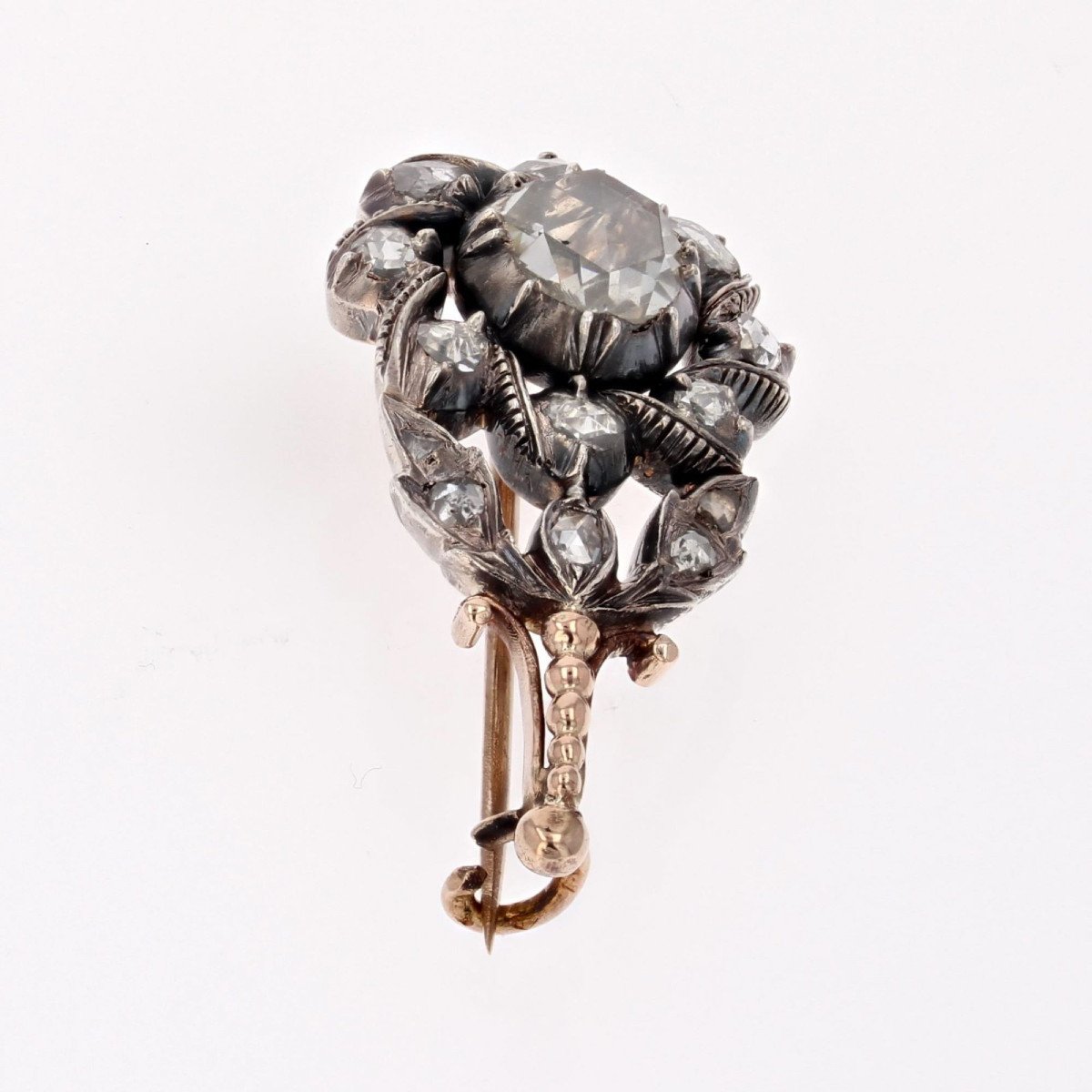 Broche Ancienne Fleur Diamants-photo-6