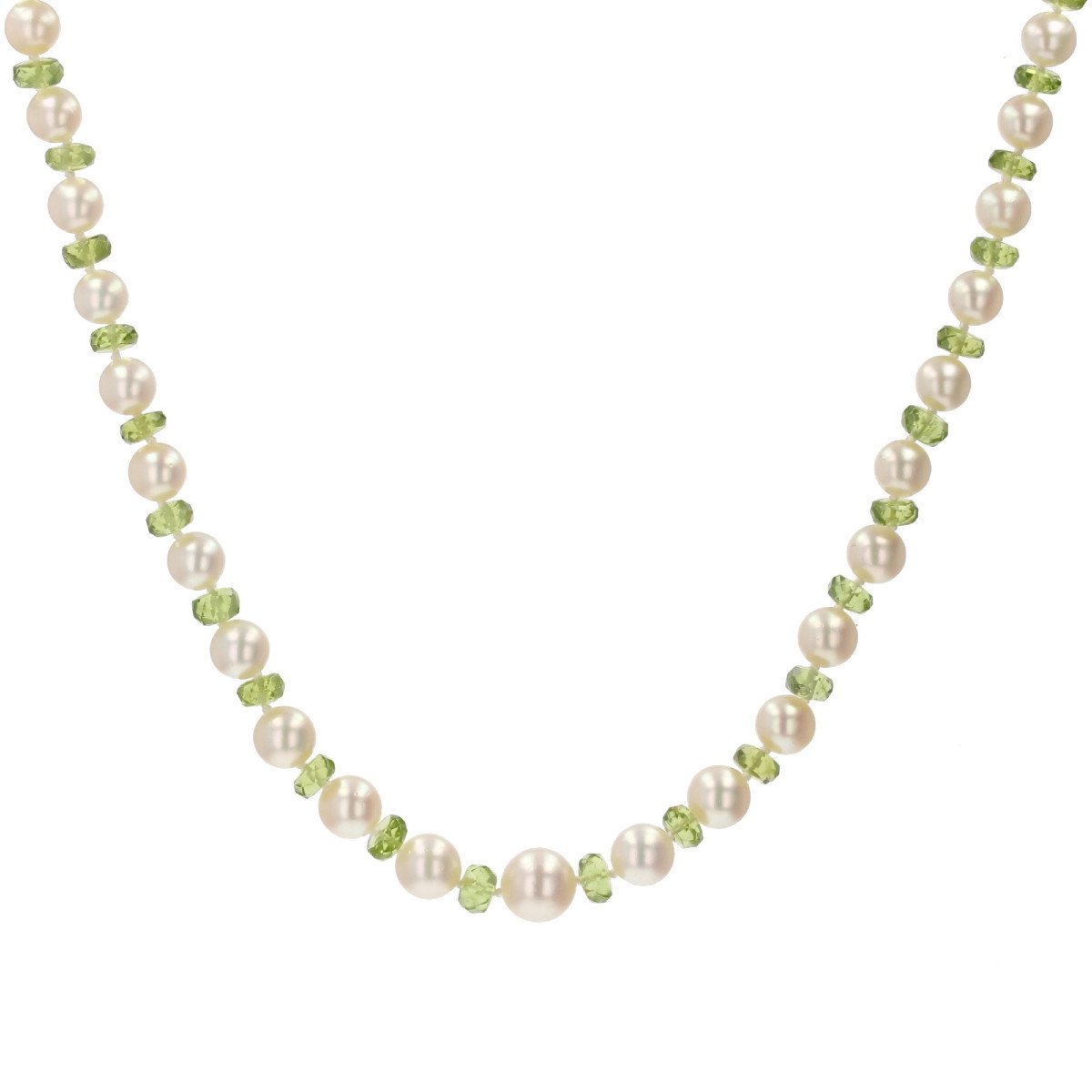 Cultured Pearl And Peridot Pearl Necklace-photo-2