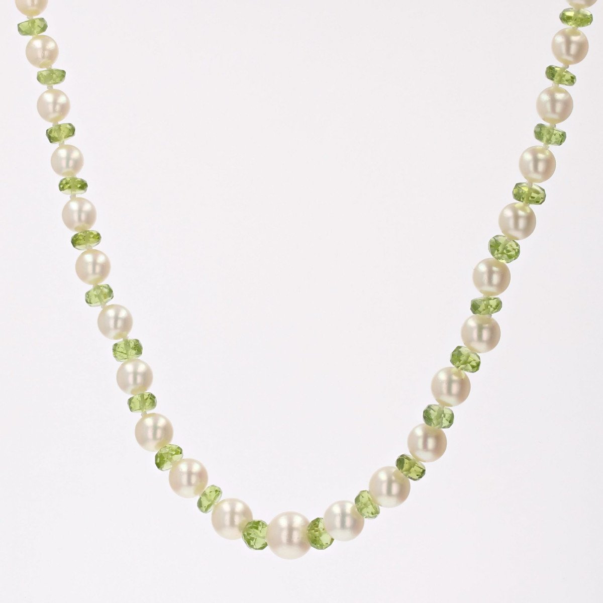 Cultured Pearl And Peridot Pearl Necklace-photo-2