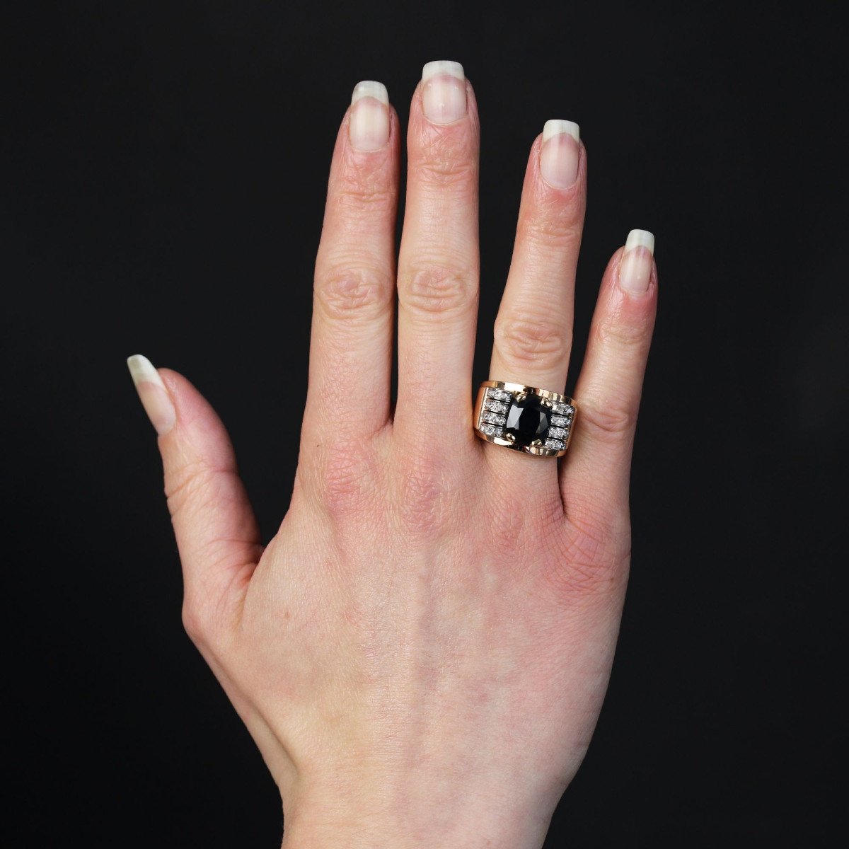 Sapphire And Diamond Tank Ring-photo-2