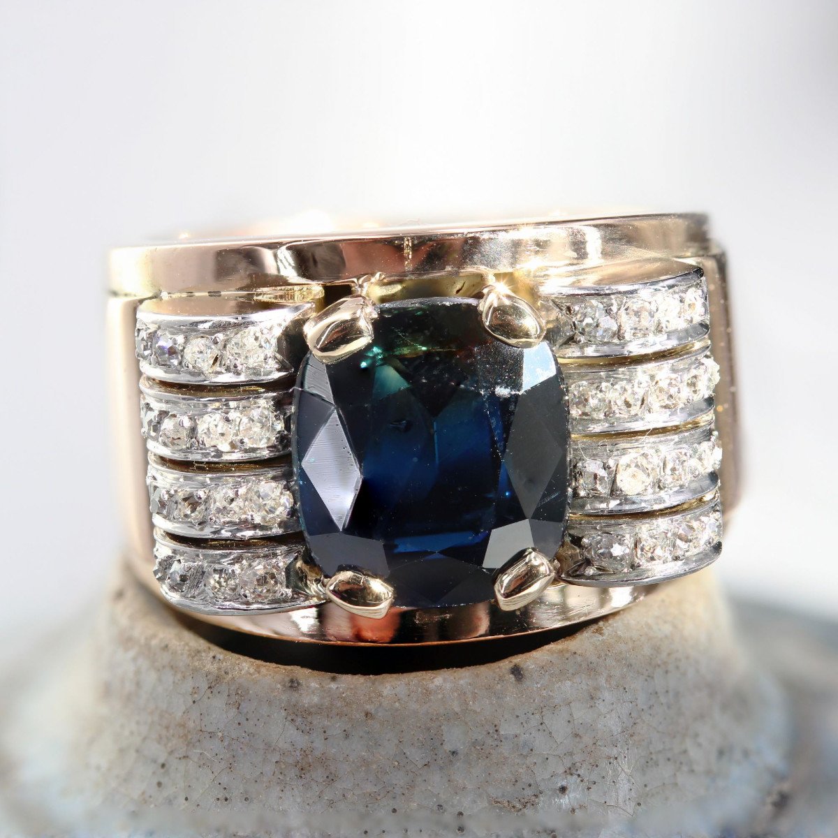 Sapphire And Diamond Tank Ring-photo-3