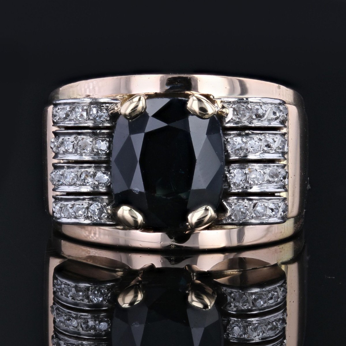 Sapphire And Diamond Tank Ring-photo-3