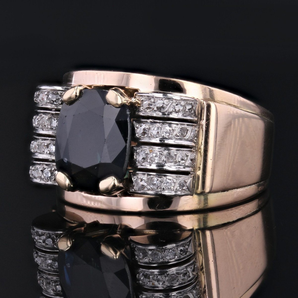Sapphire And Diamond Tank Ring-photo-4
