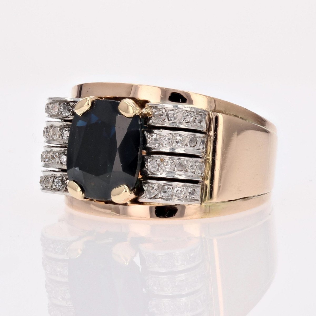 Sapphire And Diamond Tank Ring-photo-5