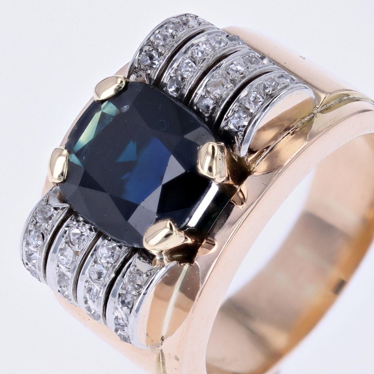 Sapphire And Diamond Tank Ring-photo-6