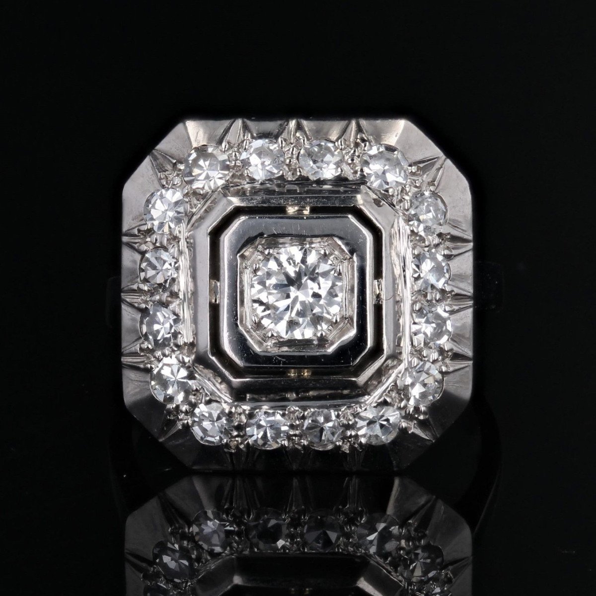 Art Deco Square Diamond Ring-photo-2