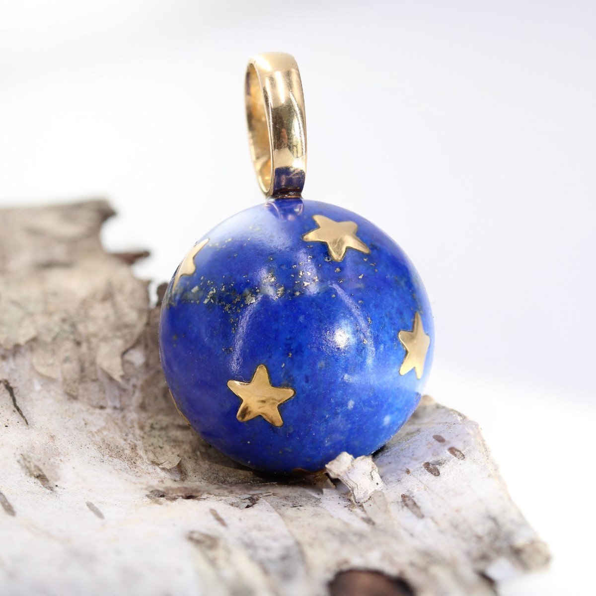 Pendentif Lapis Lazuli Et Ses étoiles d'Or-photo-3