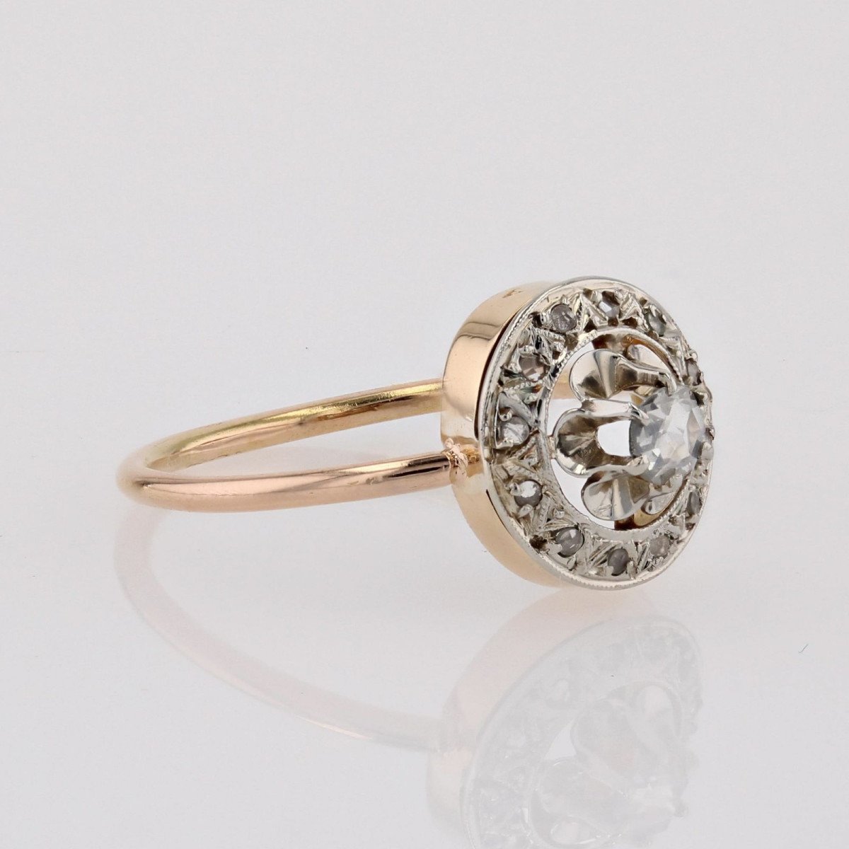 Old Round Rose Cut Diamond Ring-photo-4