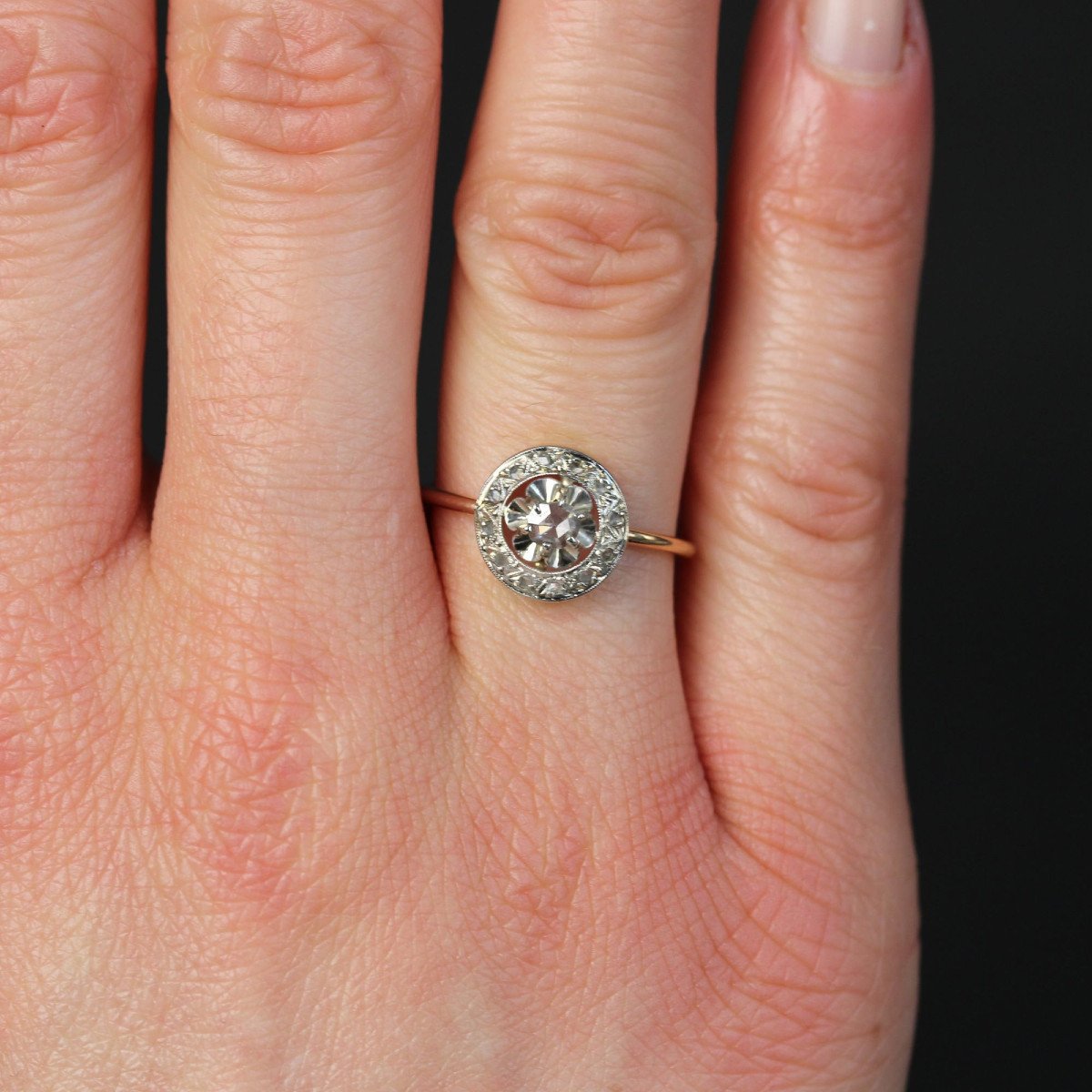 Old Round Rose Cut Diamond Ring-photo-5