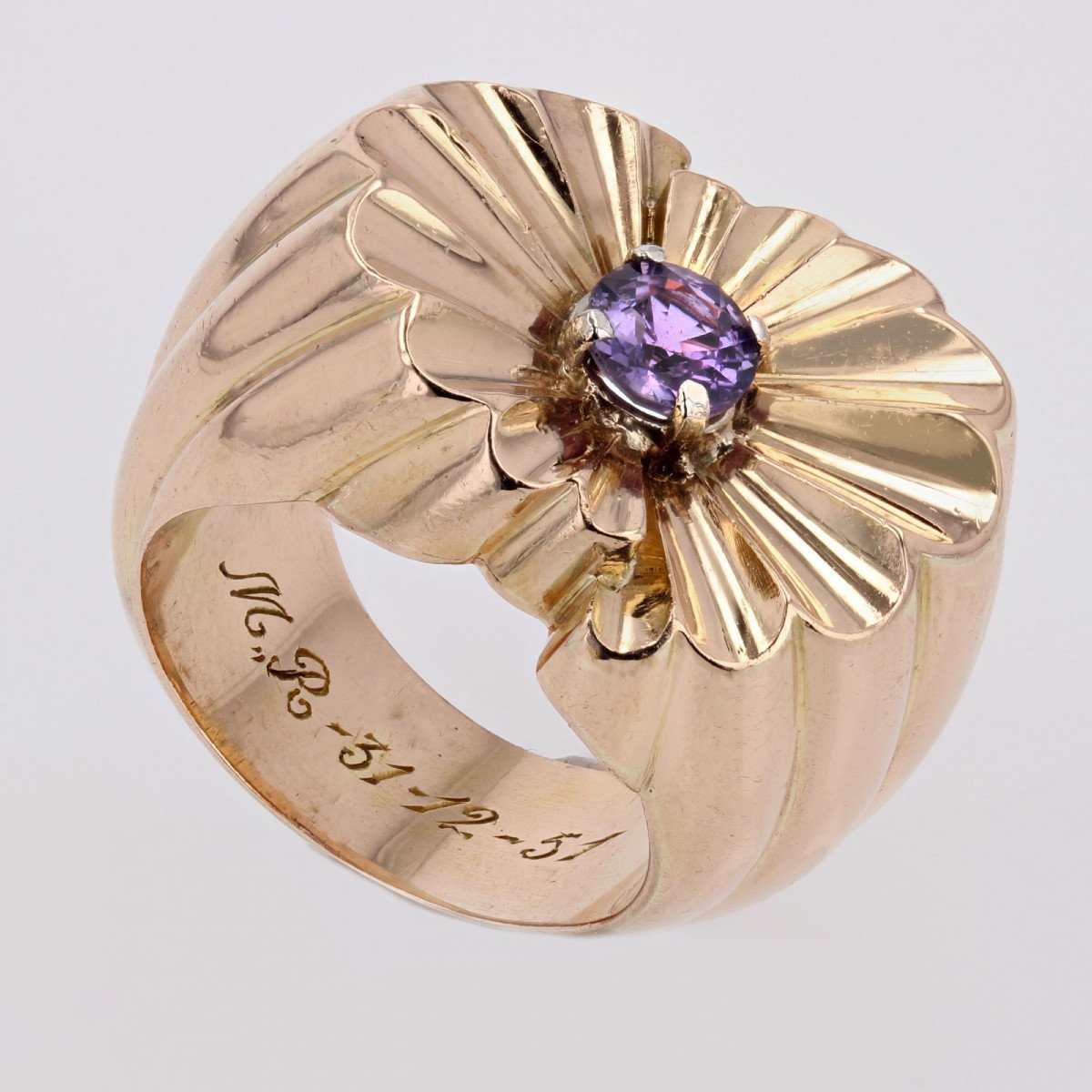 Purple Sapphire Godronnée Tank Ring-photo-6