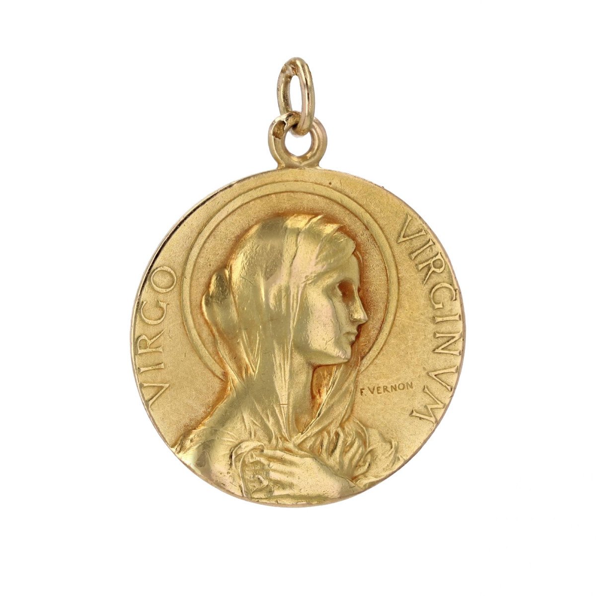 Virgin Mary Gold Medal Signed Vernon