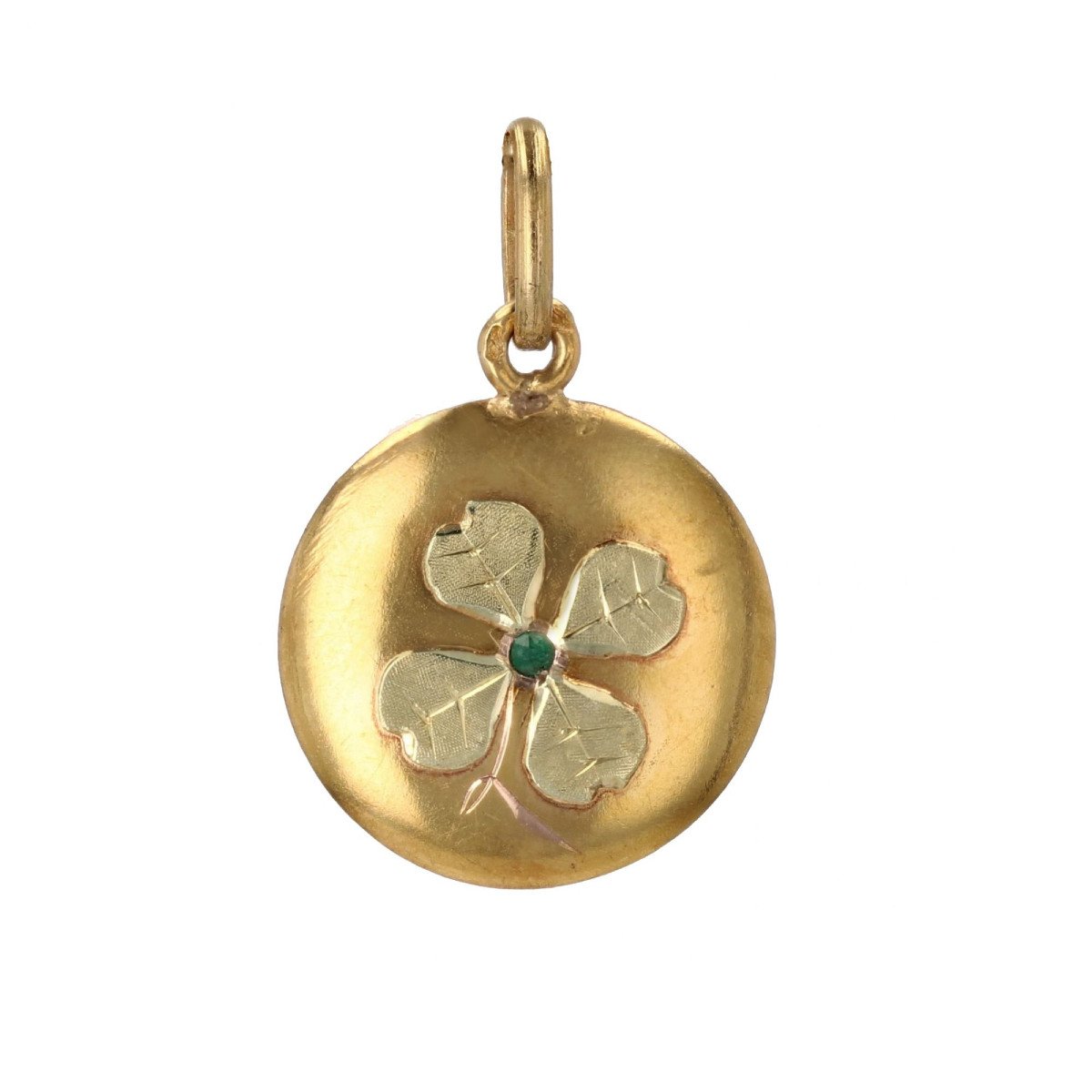 Yellow Gold Emerald 4-leaf Clover Pendant