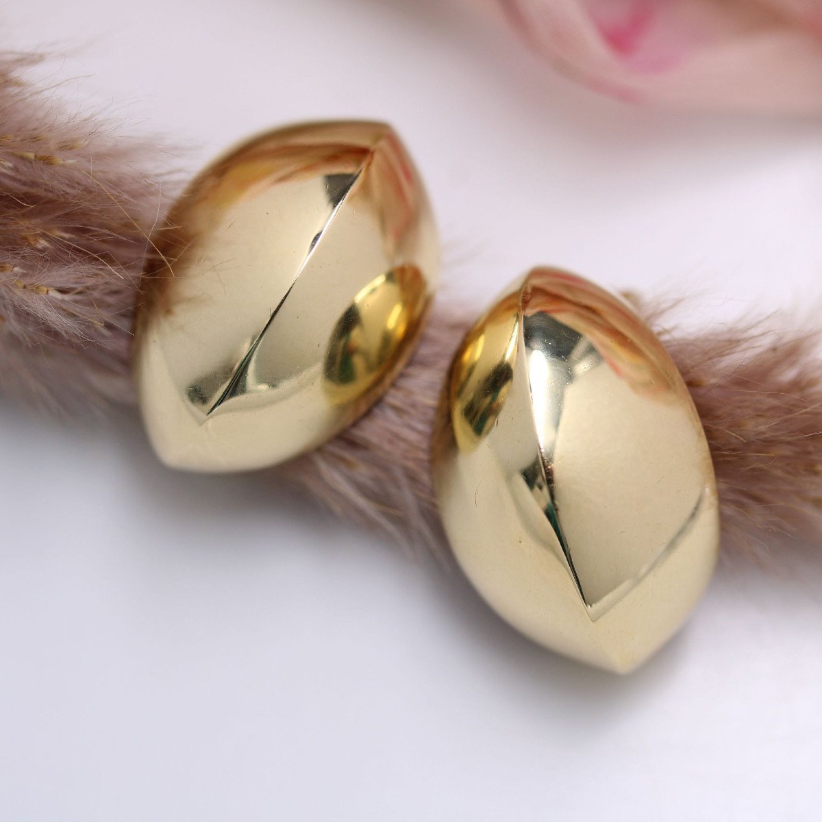 Domed Yellow Gold Earrings-photo-4