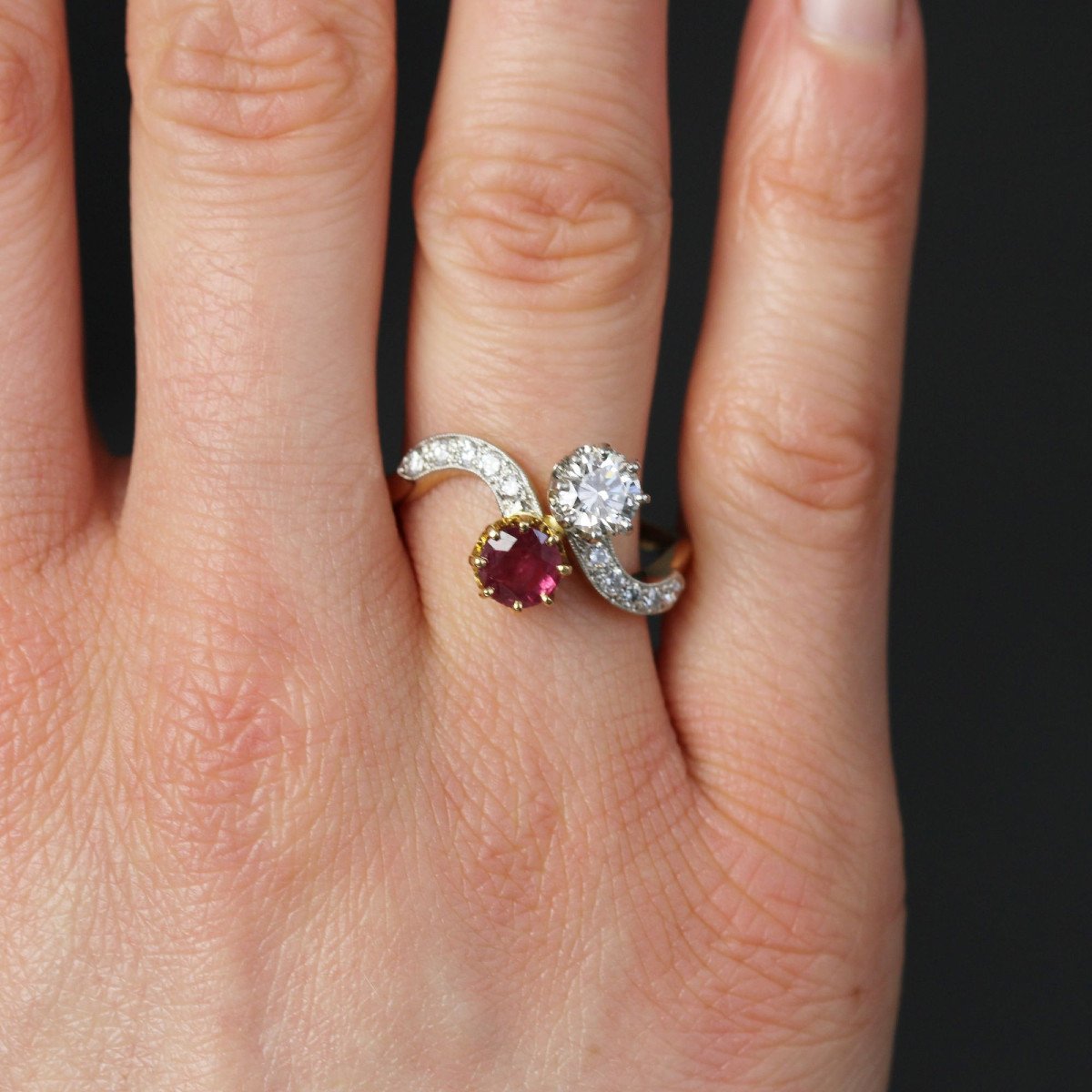 Toi Et Moi Diamonds And Ruby Ring-photo-2