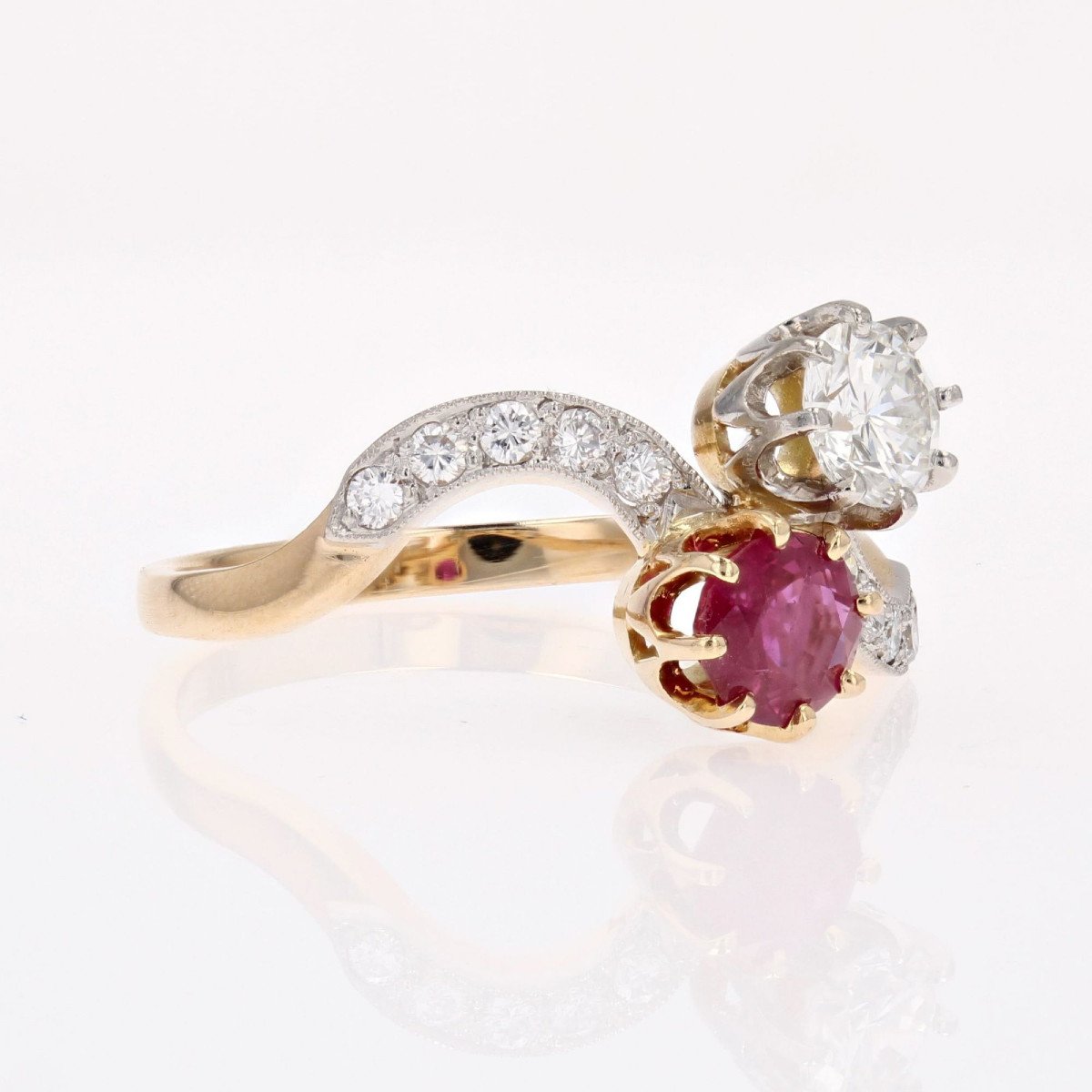 Toi Et Moi Diamonds And Ruby Ring-photo-6