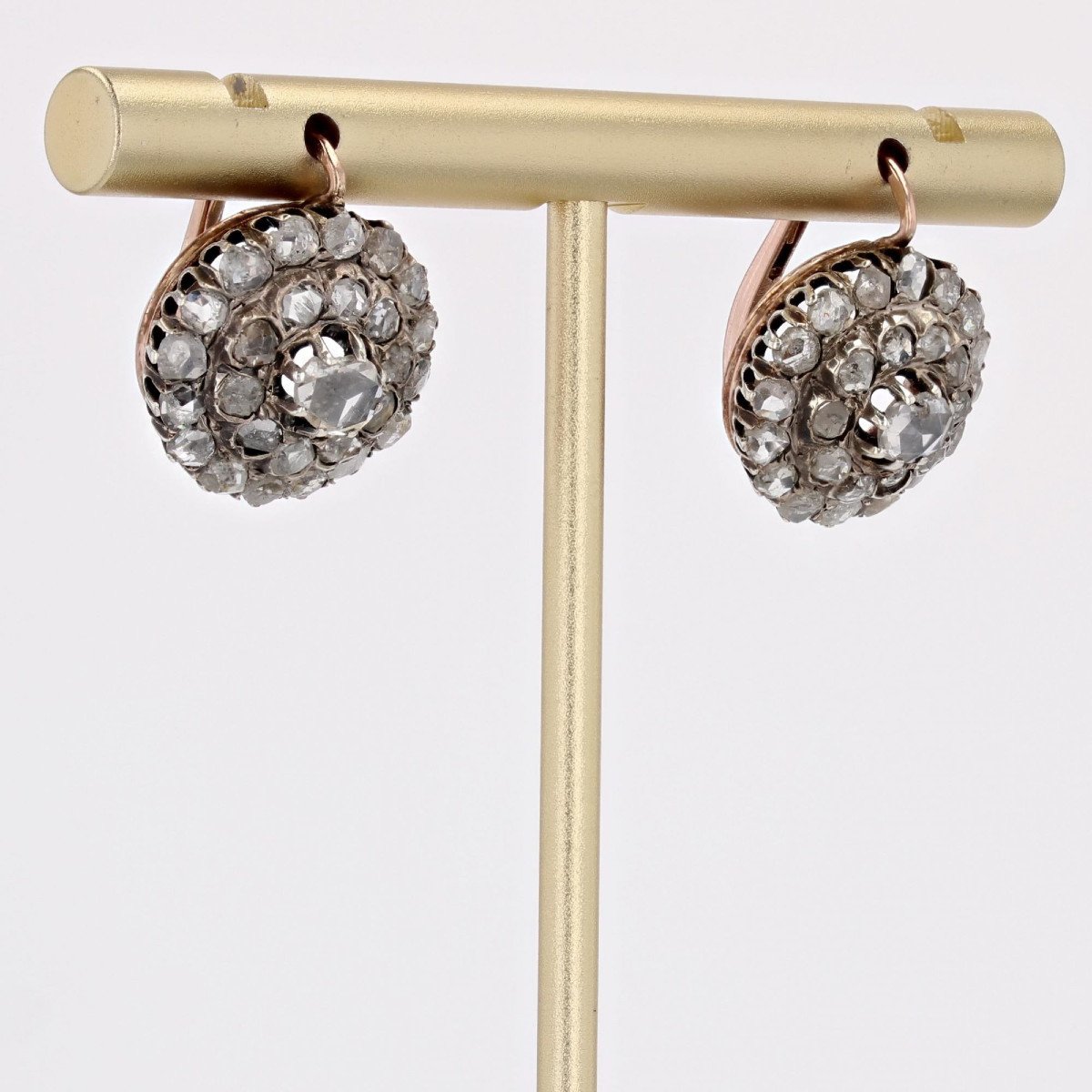 Antique Rose Cut Diamond Sleeper Earrings-photo-3