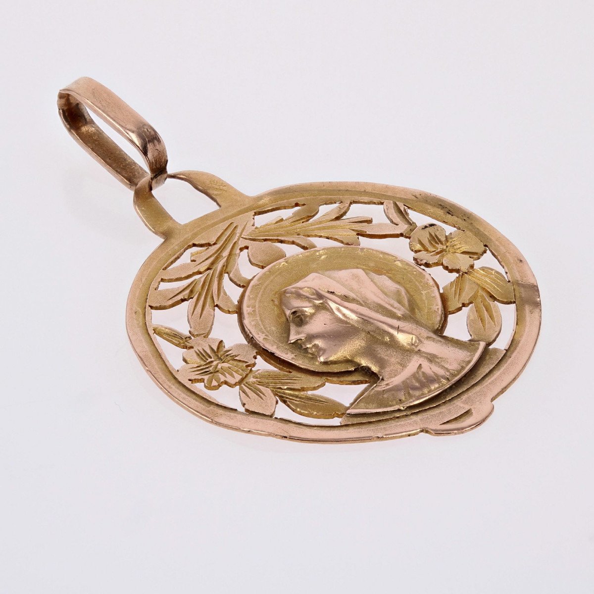 Old Openwork Rose Gold Medal-photo-3