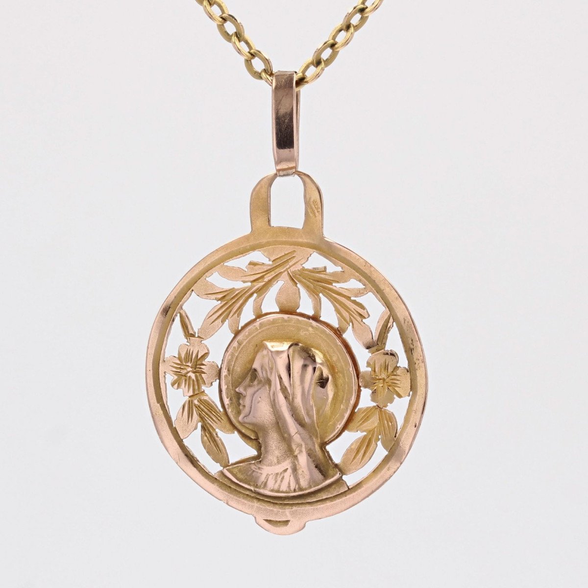 Old Openwork Rose Gold Medal-photo-4