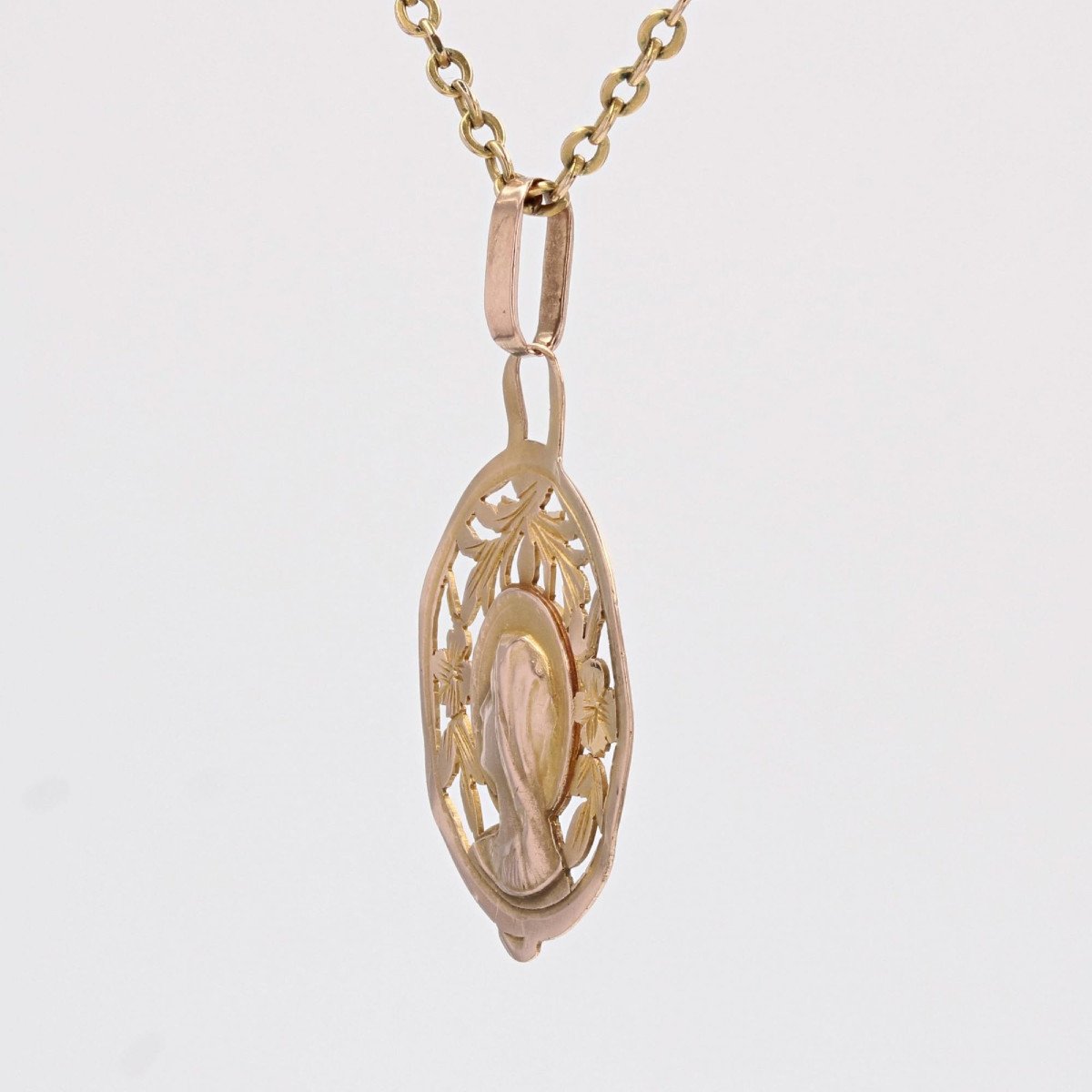 Old Openwork Rose Gold Medal-photo-1