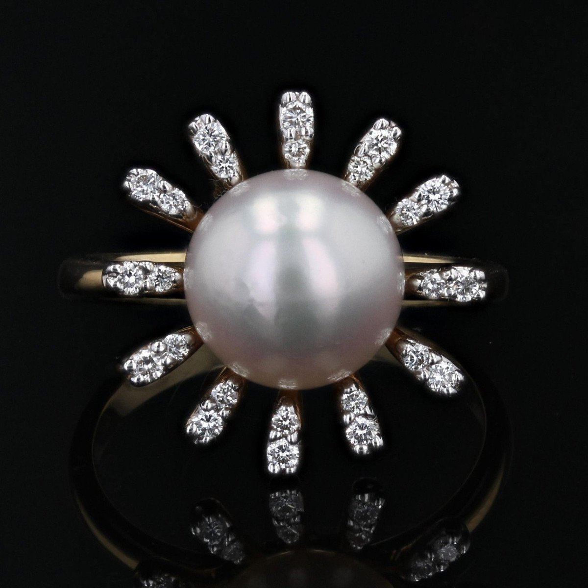 Bague Perle De Cutlure Akoya Et Diamants Flocon-photo-1