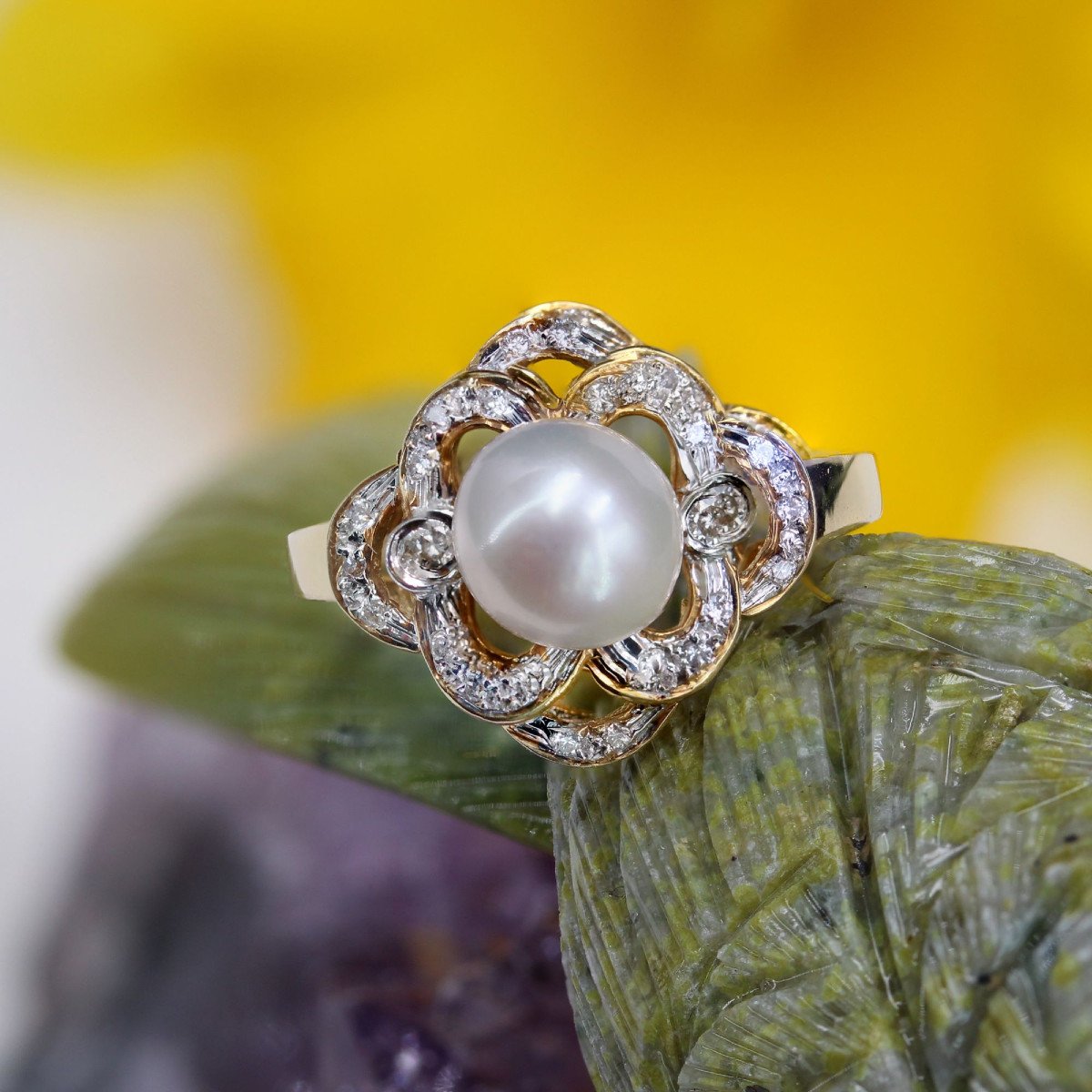 Akoya Cultured Pearl Ring And Its Openwork And Diamond Setting-photo-3