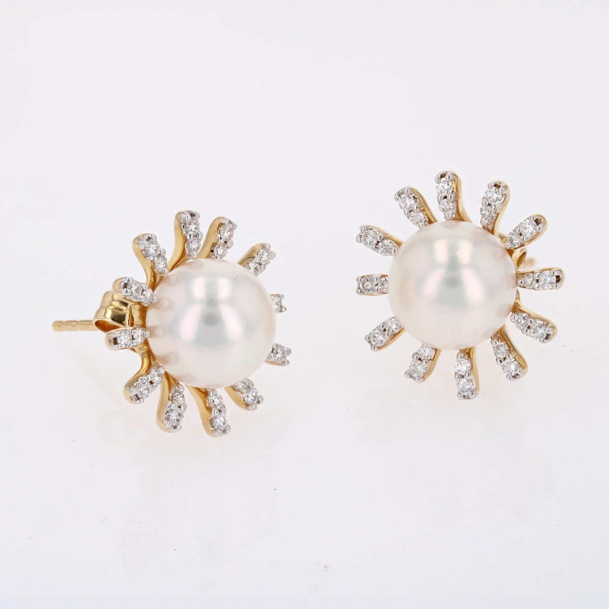 Boucles d'Oreilles Perle Akoya Diamant Flocon-photo-4