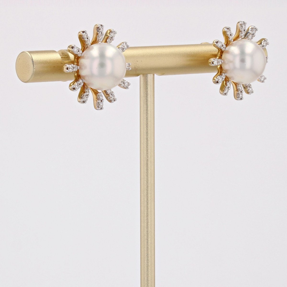 Akoya Pearl Diamond Snowflake Earrings-photo-2