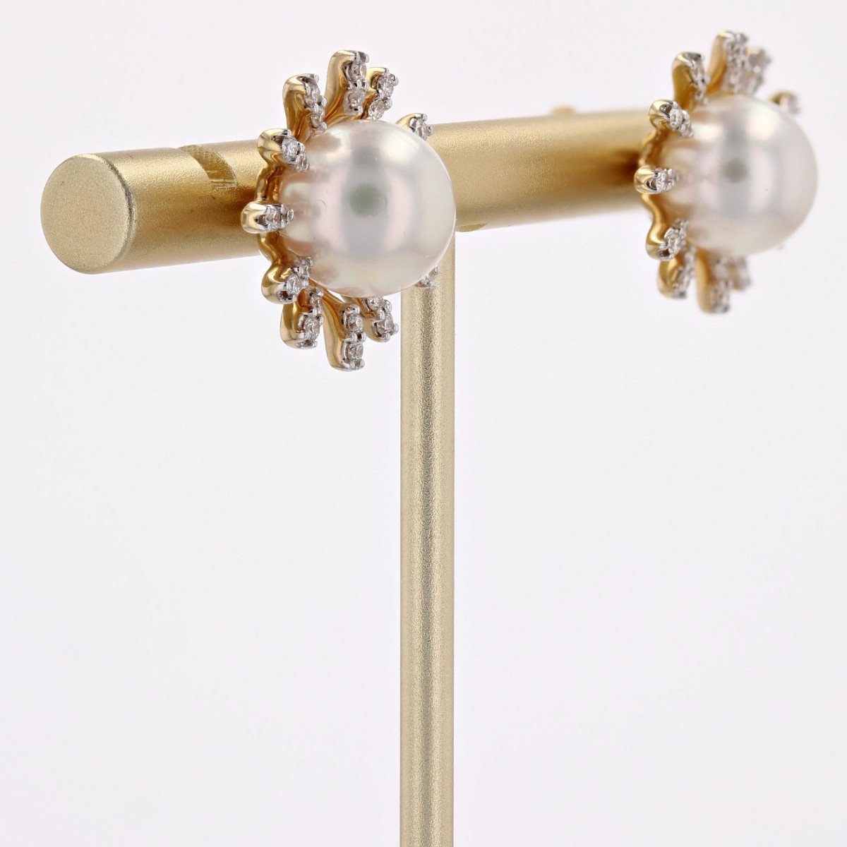 Akoya Pearl Diamond Snowflake Earrings-photo-5