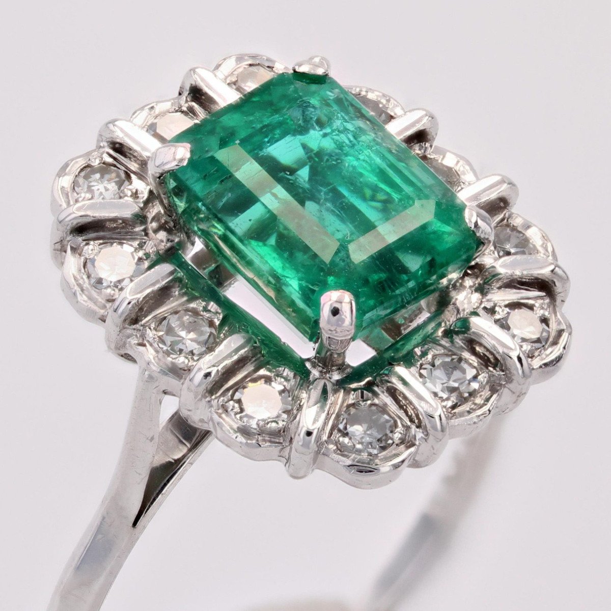 Emerald Flower And Diamond Ring-photo-5