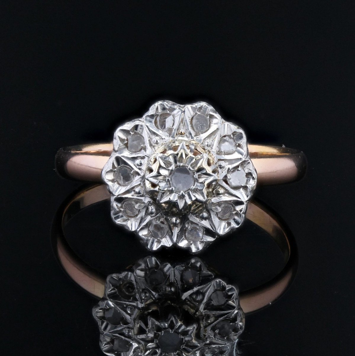 Rose Gold Diamond Flower Ring-photo-3