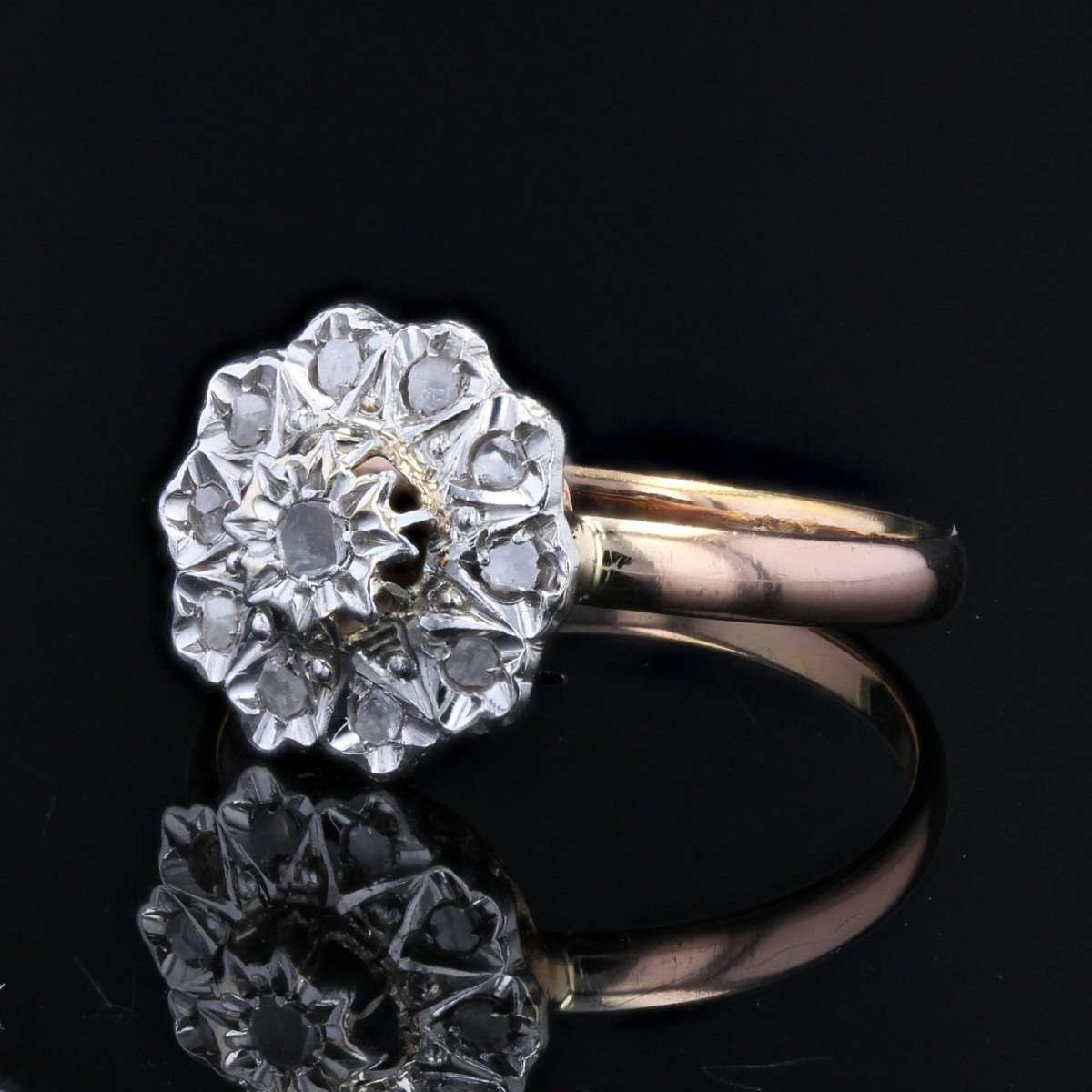 Rose Gold Diamond Flower Ring-photo-1