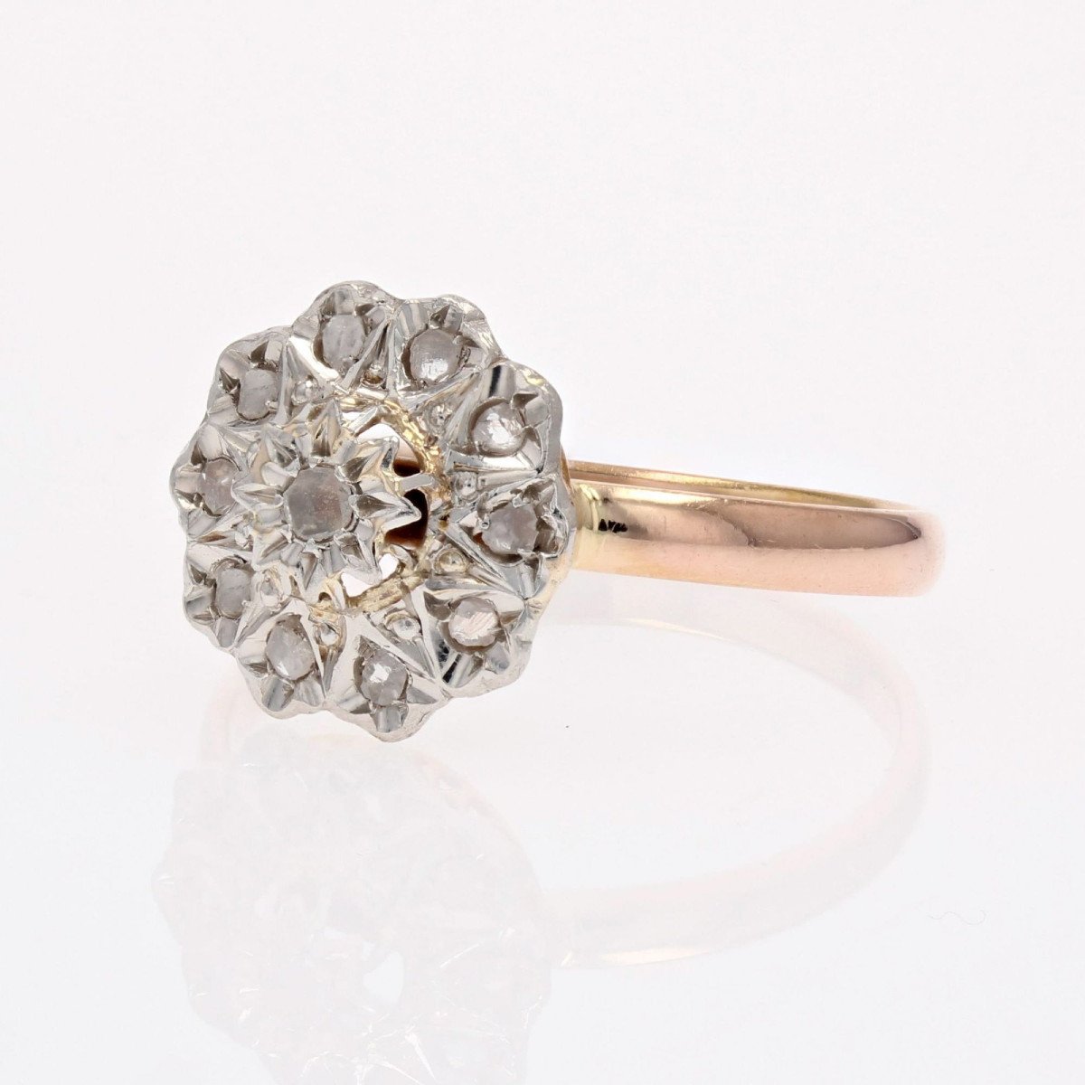 Rose Gold Diamond Flower Ring-photo-2