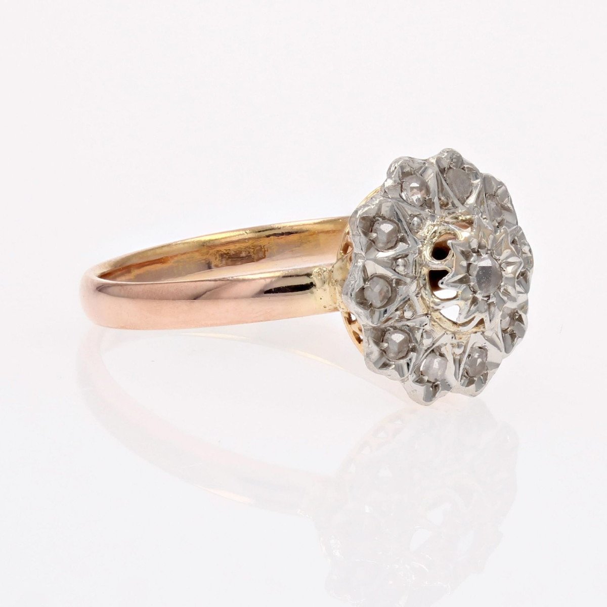 Rose Gold Diamond Flower Ring-photo-4