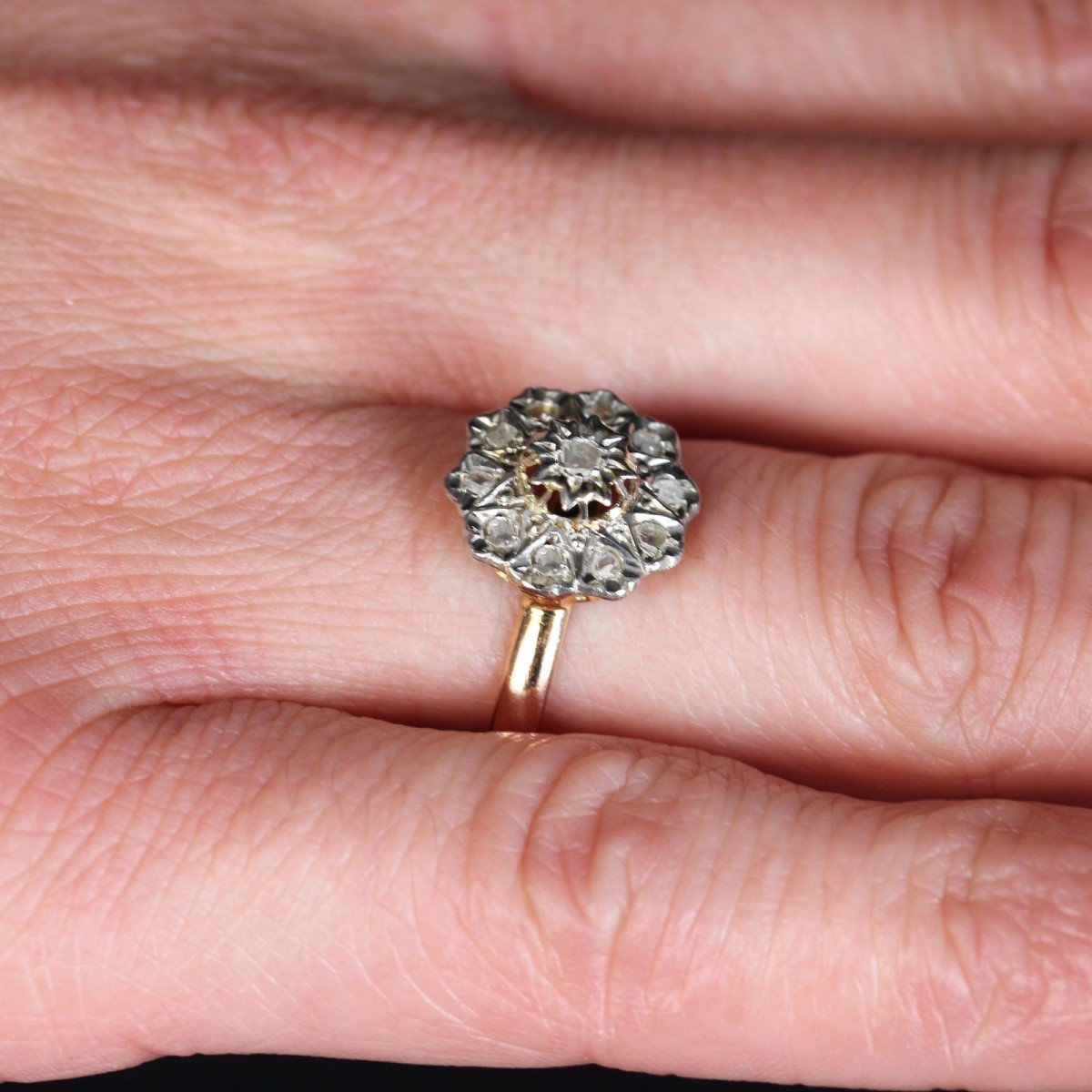 Rose Gold Diamond Flower Ring-photo-6