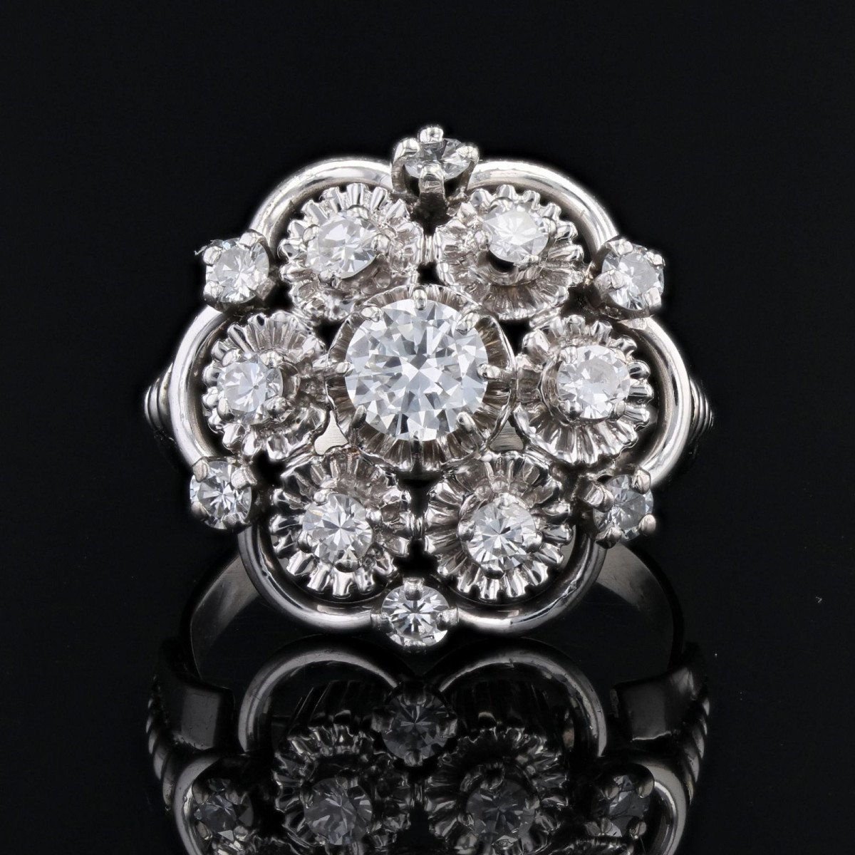 Bague Vintage Marguerite Diamants-photo-1