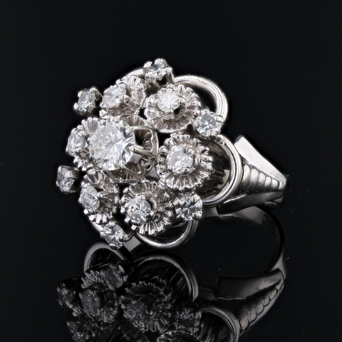 Bague Vintage Marguerite Diamants-photo-3