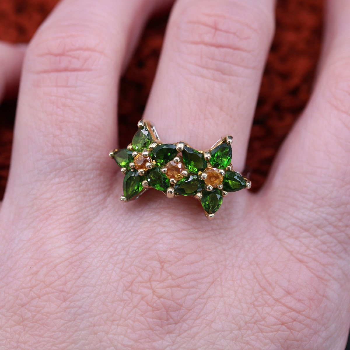 Tourmaline Flowers And Yellow Sapphires Ring-photo-4