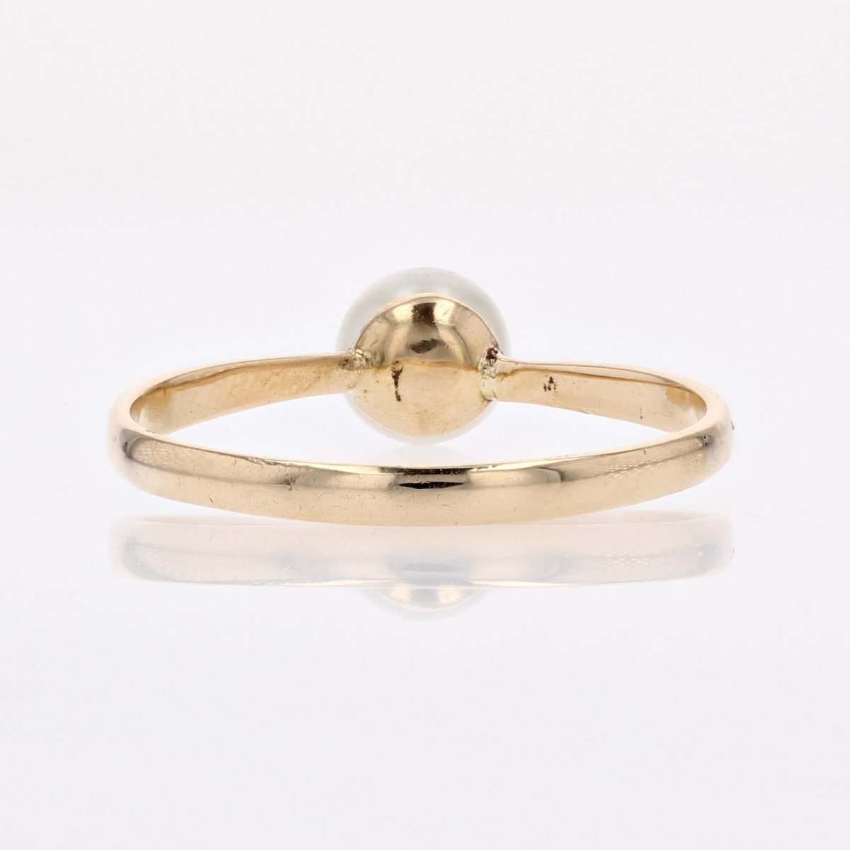 Gold Cultured Pearl Solitaire Ring-photo-2