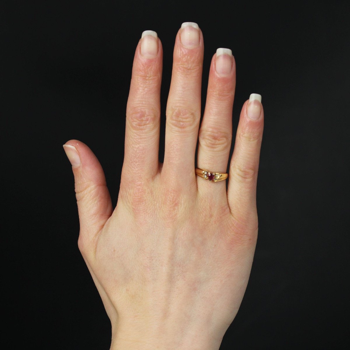 Yellow Gold Ruby Diamond Ring-photo-2