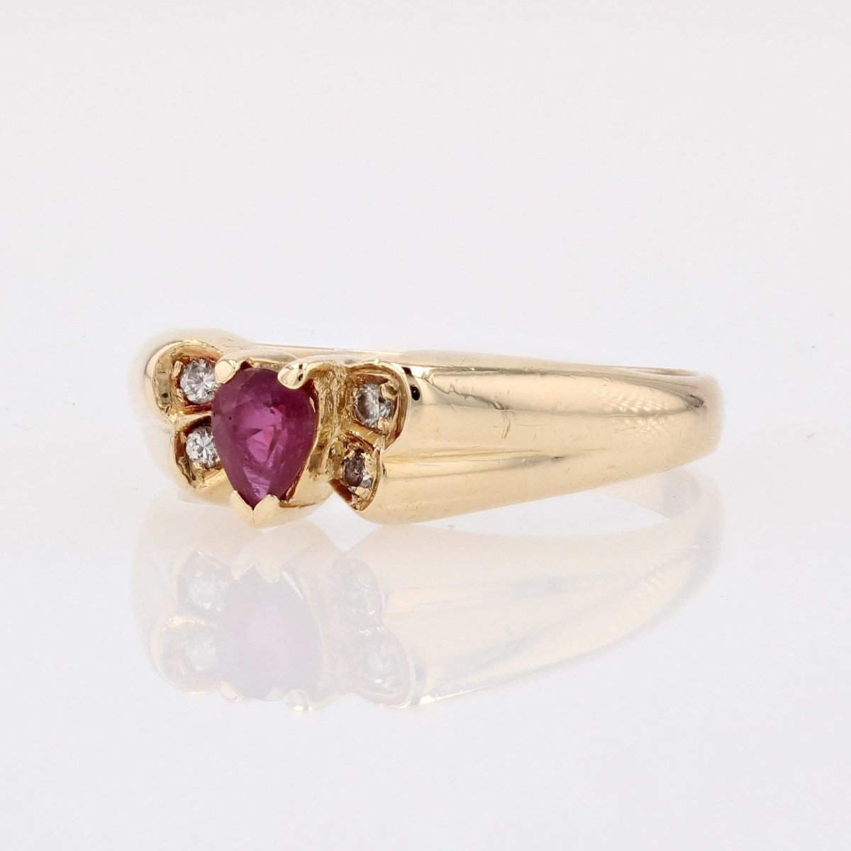Yellow Gold Ruby Diamond Ring-photo-4
