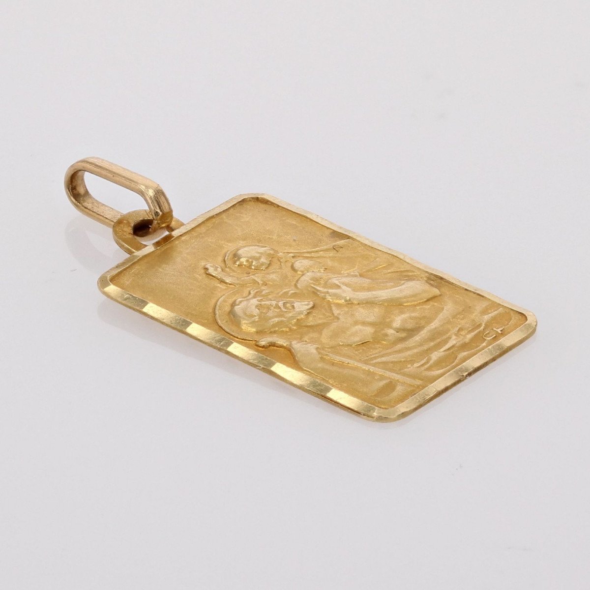 Saint Christopher Rectangular Yellow Gold Medal-photo-3