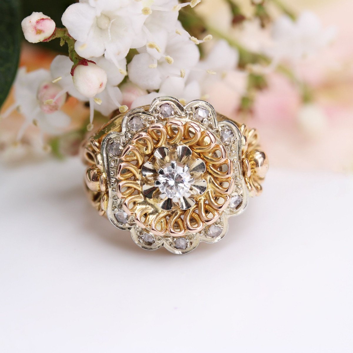 Vintage Rose Gold And Diamond Ring-photo-3