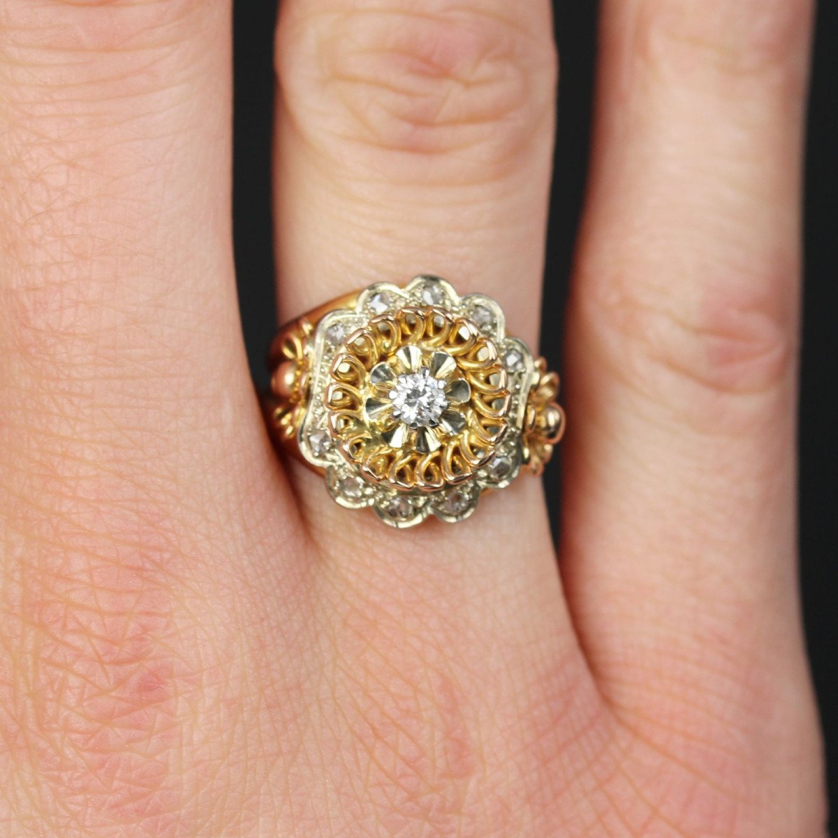 Vintage Rose Gold And Diamond Ring-photo-2