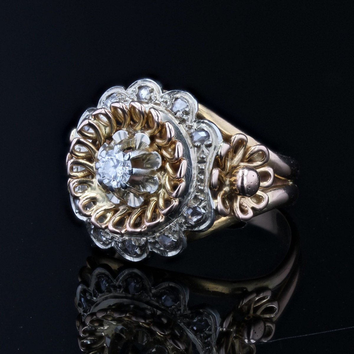 Vintage Rose Gold And Diamond Ring-photo-3