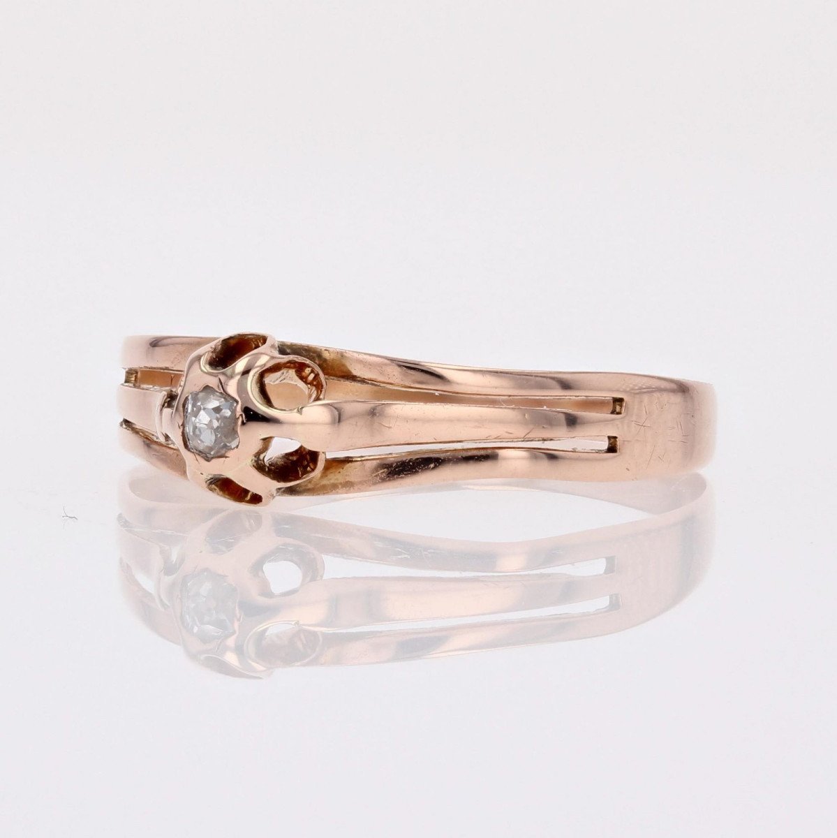 Old Solitaire Diamond Ring Rose Gold-photo-3