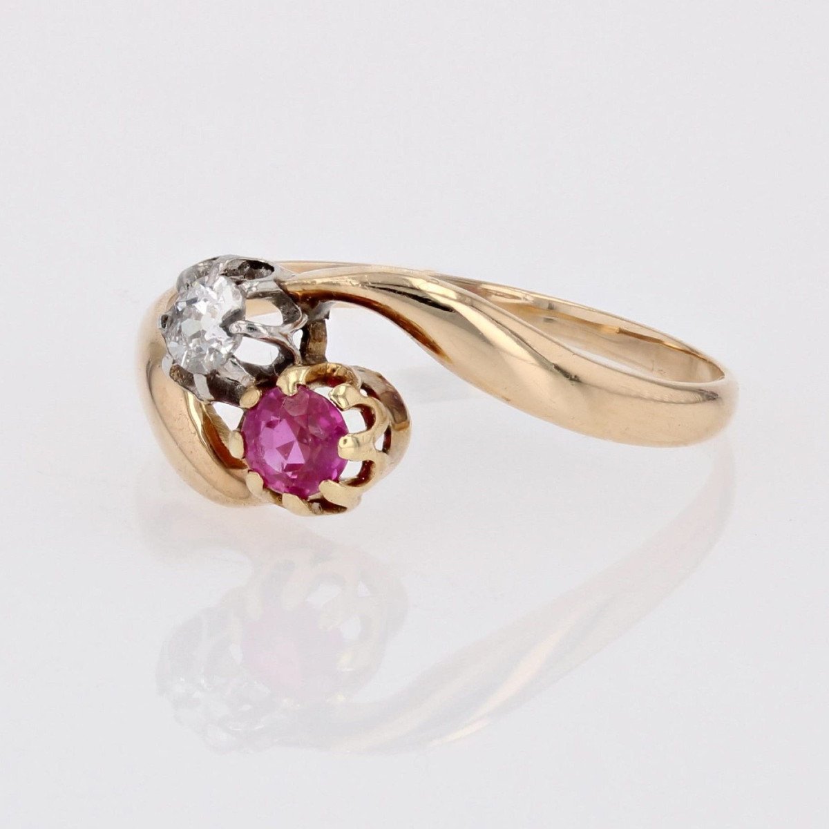 Toi Et Moi Ruby Diamond Yellow Gold Ring-photo-3