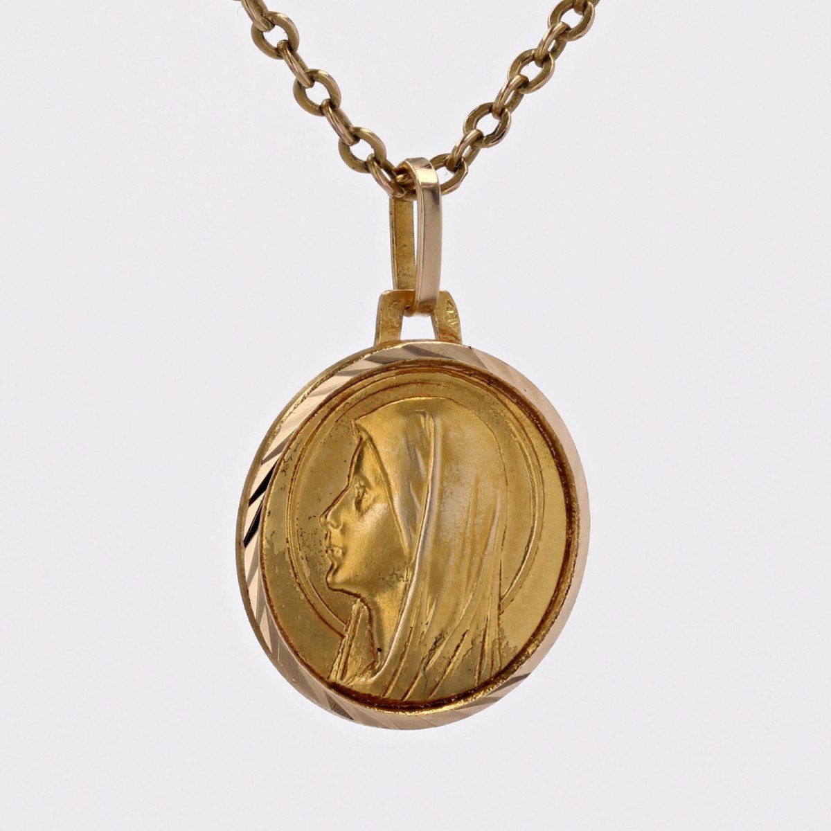 Old Yellow Gold Medal Virgin Mary Epi Decor-photo-1