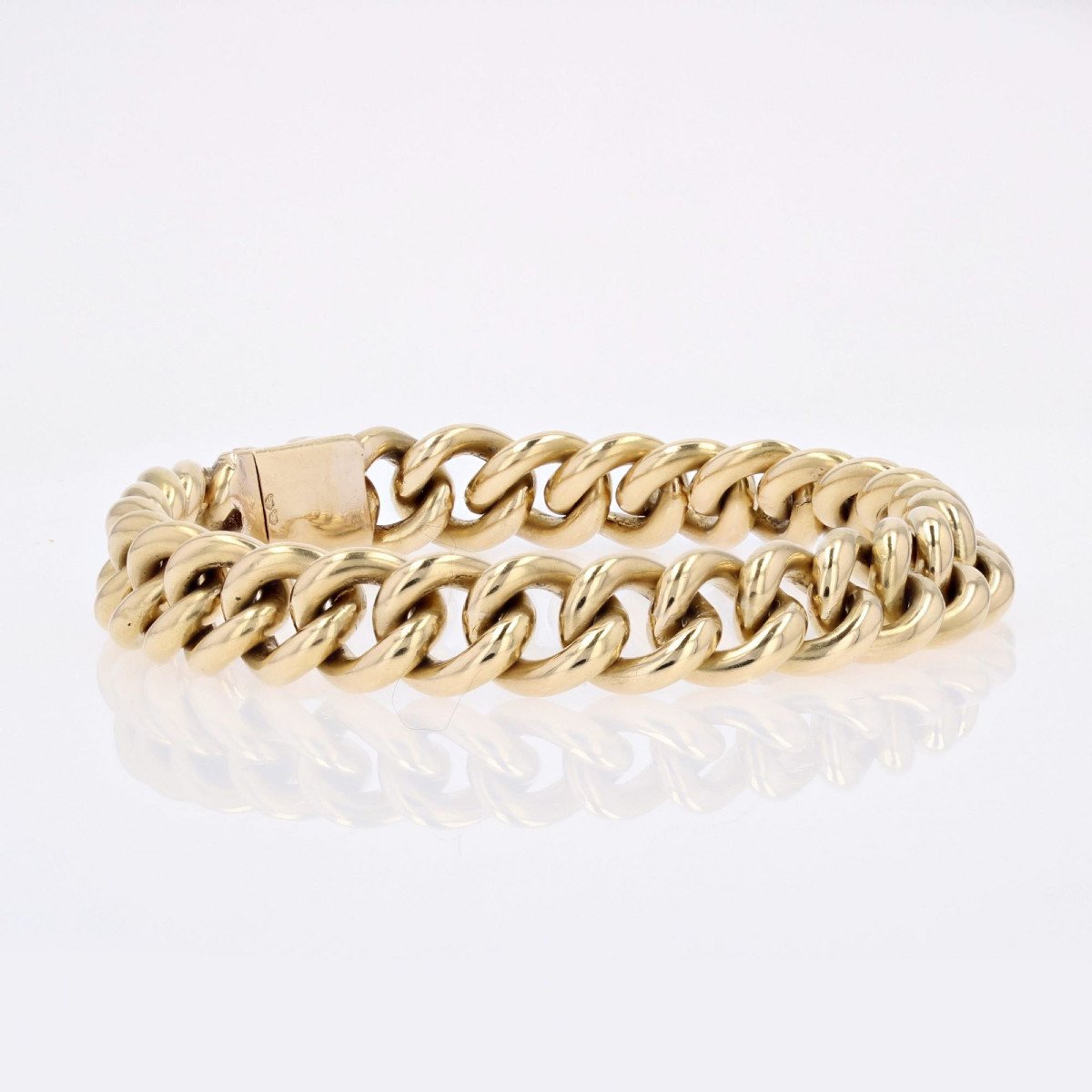 Old Yellow Gold Curb Bracelet-photo-2